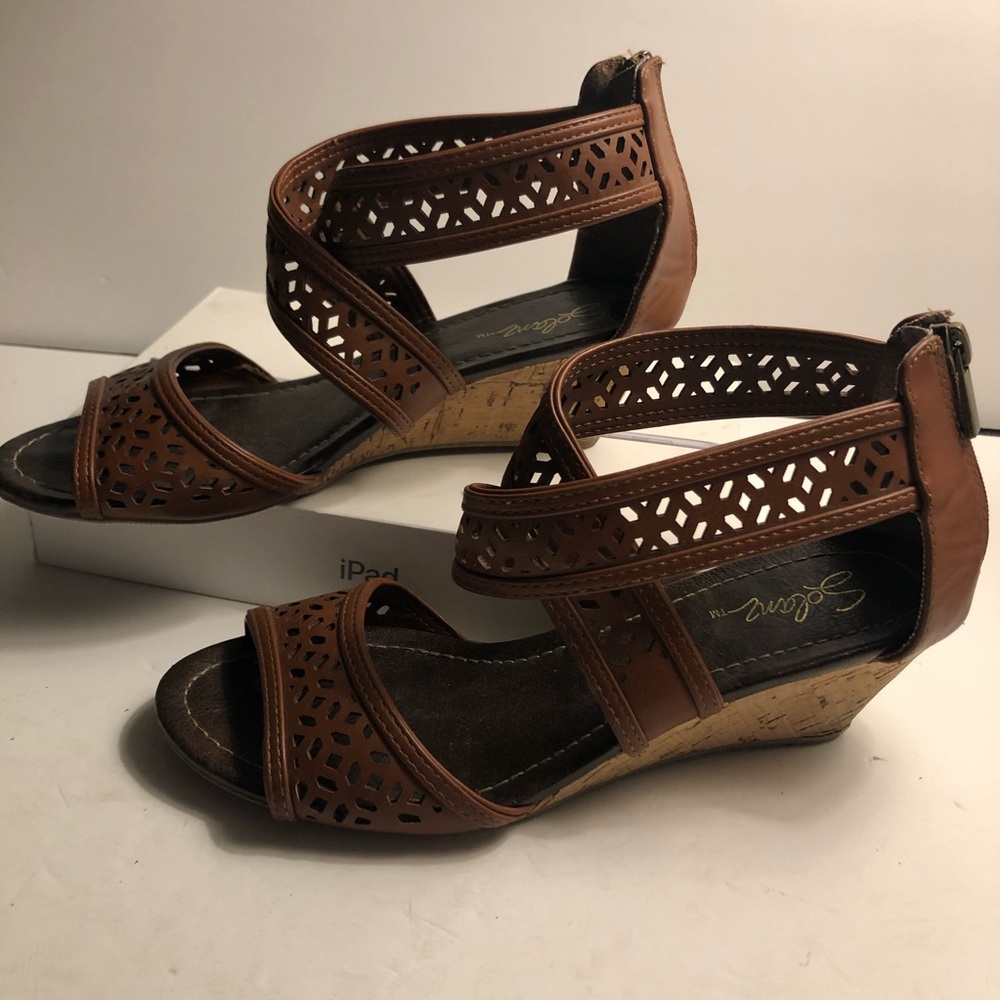 Solans - Women’s Wedge Brown Sandals - 8.5